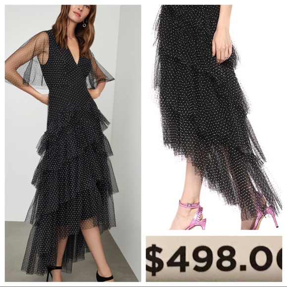 BCBGMAXAZRIA Womens Flocked Dot Tulle Skirt